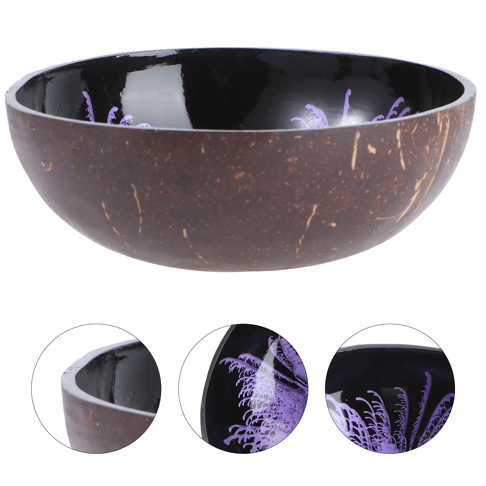

Coconut Shell Containers with Lid Bowl Organic Snacks Bowls Purple Wooden Storage Canned Food