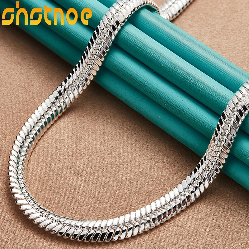 SHSTONE 925 Sterling Silver 10mm 18 Inch Side Snake Chain Naszyjniki dla kobiet Mężczyzna Zaręczyny Ślub Moda Urok Biżuteria Prezenty