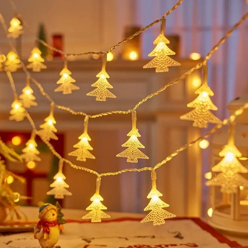 Christmas Tree Reindeer String Lights LED Battery Operated Xmas Decorations Lights for Bedroom Window Party Decor