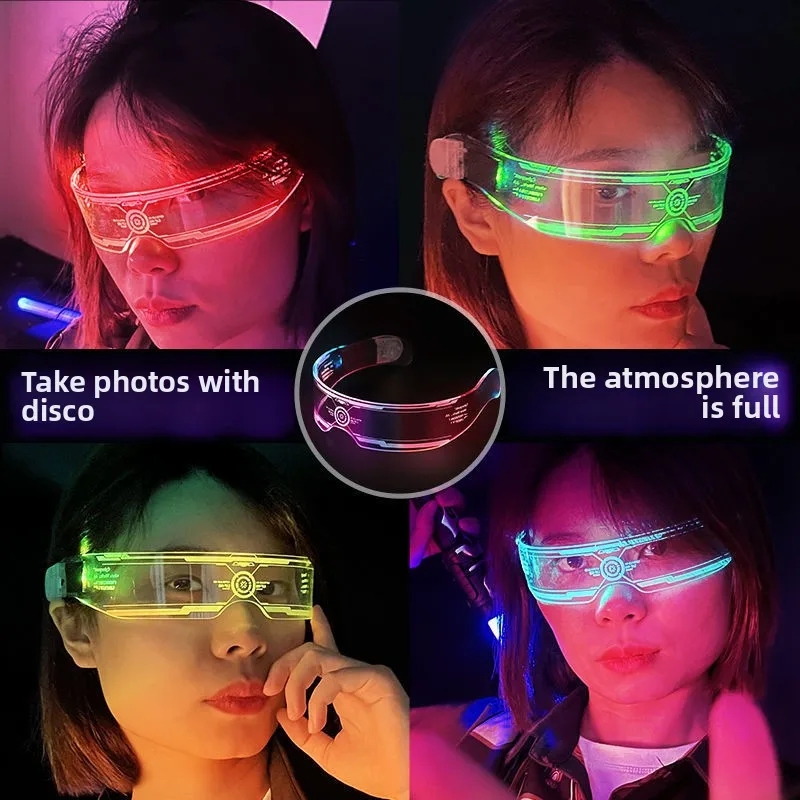 

LED Sci-Fi Glowing Glasses Future Tech Glasses Internet Celebrity Photo Party Cyberpunk Safety Goggles