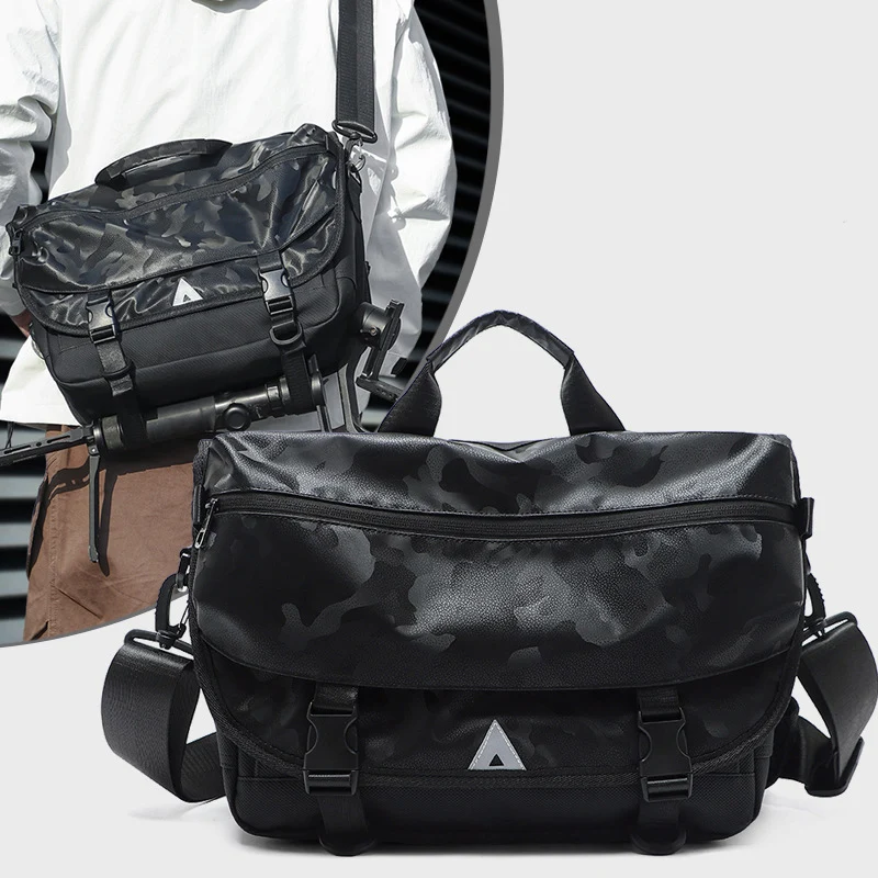 

Men Fashionable Camo Crossbody Bag Flip-top Casual Daily Outing Commuting Messenger Bag with Adjustable Shoulders Strap