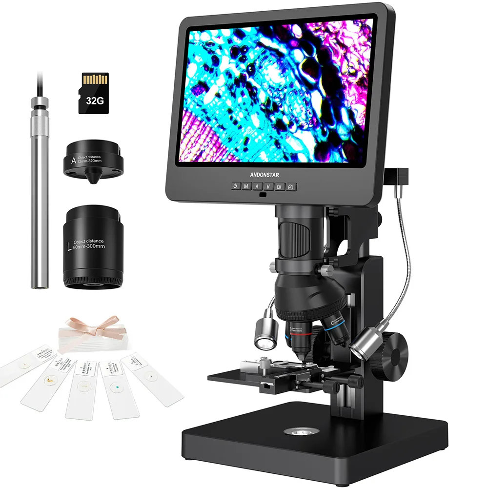 Microscópio de Andonstar Digital com Endoscópio Microscópio Biológico Home do Laboratório Ad269s Uhd 2160p Hdmi 5000x 101 ”lcd Lente 5