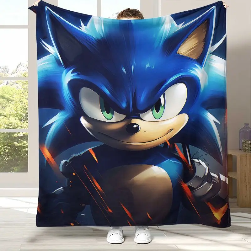Vintage S-Sonic Rings K-Knuckles Game Flannel Throw Blanket,Cozy Warm Blanket for Bed,Sofa,Living Room,Picnic,Camping,Home Decor