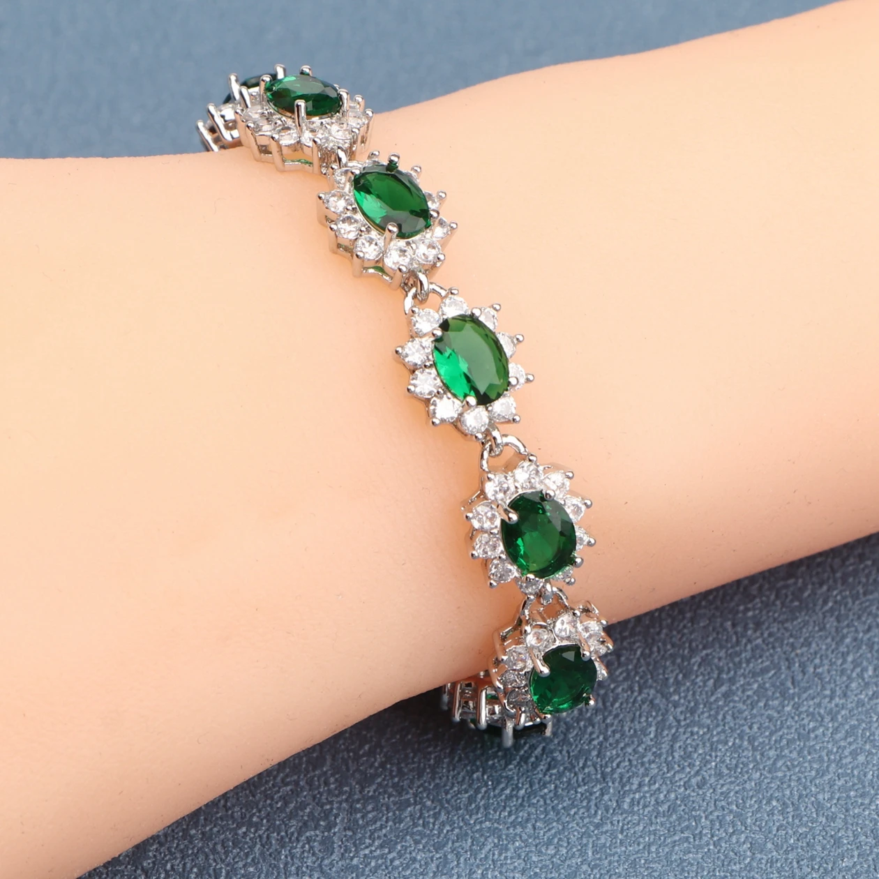 925 Silver  Charm Cubic Zircon Bracelets For Women Wedding Jewelry 18+2CM Length