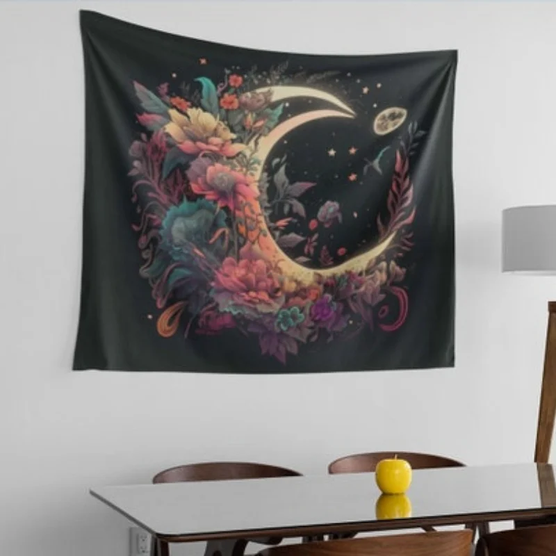 

1 шт. богемный гобелен с цветочным растением, настенный гобелен для любителей небесной природы, вязаная ткань из полиэстера, подходит для домашнего декора