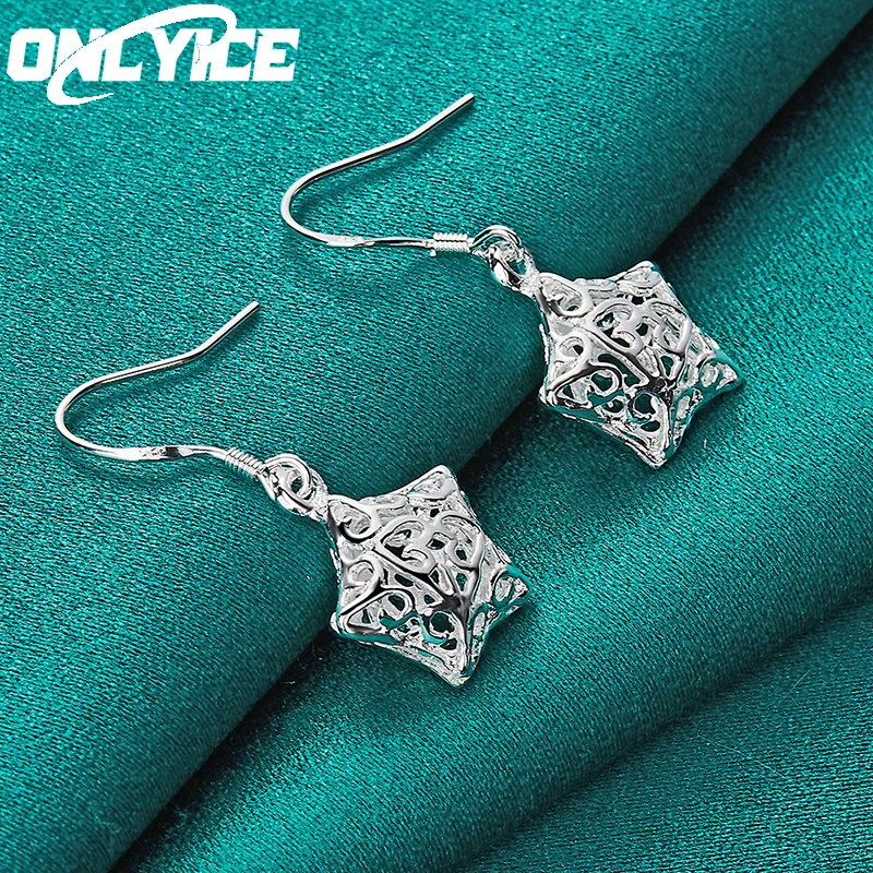 New 925 Sterling Silver Earrings Fashion Party Charm Jewelry Woman Wedding Engagement Hollow Star Drop Earrings Christmas Gifts