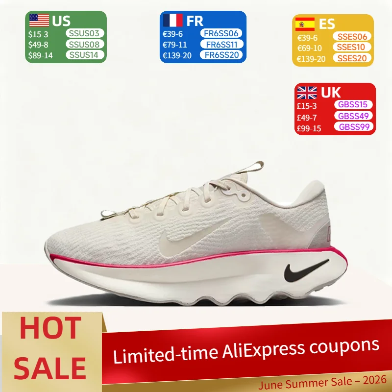 

Nike Motiva Soft, Lightweight, Slip-Resistant, Breathable, Comfortable Low-Top Running Shoes for Women in Ivory DV1238-104