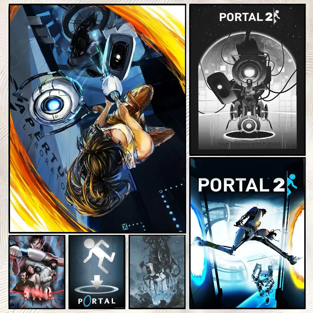 Classic Game P-Portal 2 Poster Vintage PP Paper Wall Art Home Decor Print for Bedroom Living Room Aesthetic Gift