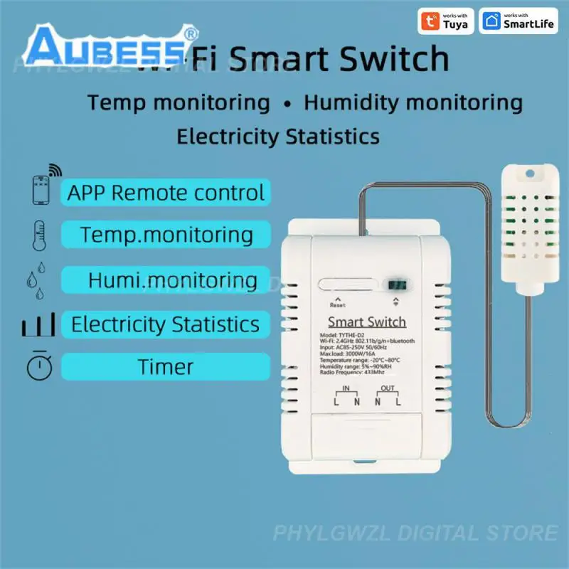 

Умный датчик температуры и влажности, умный переключатель с дистанционным управлением через приложение для статистики электроэнергии и Wi-Fi Alexa Home, 16 А