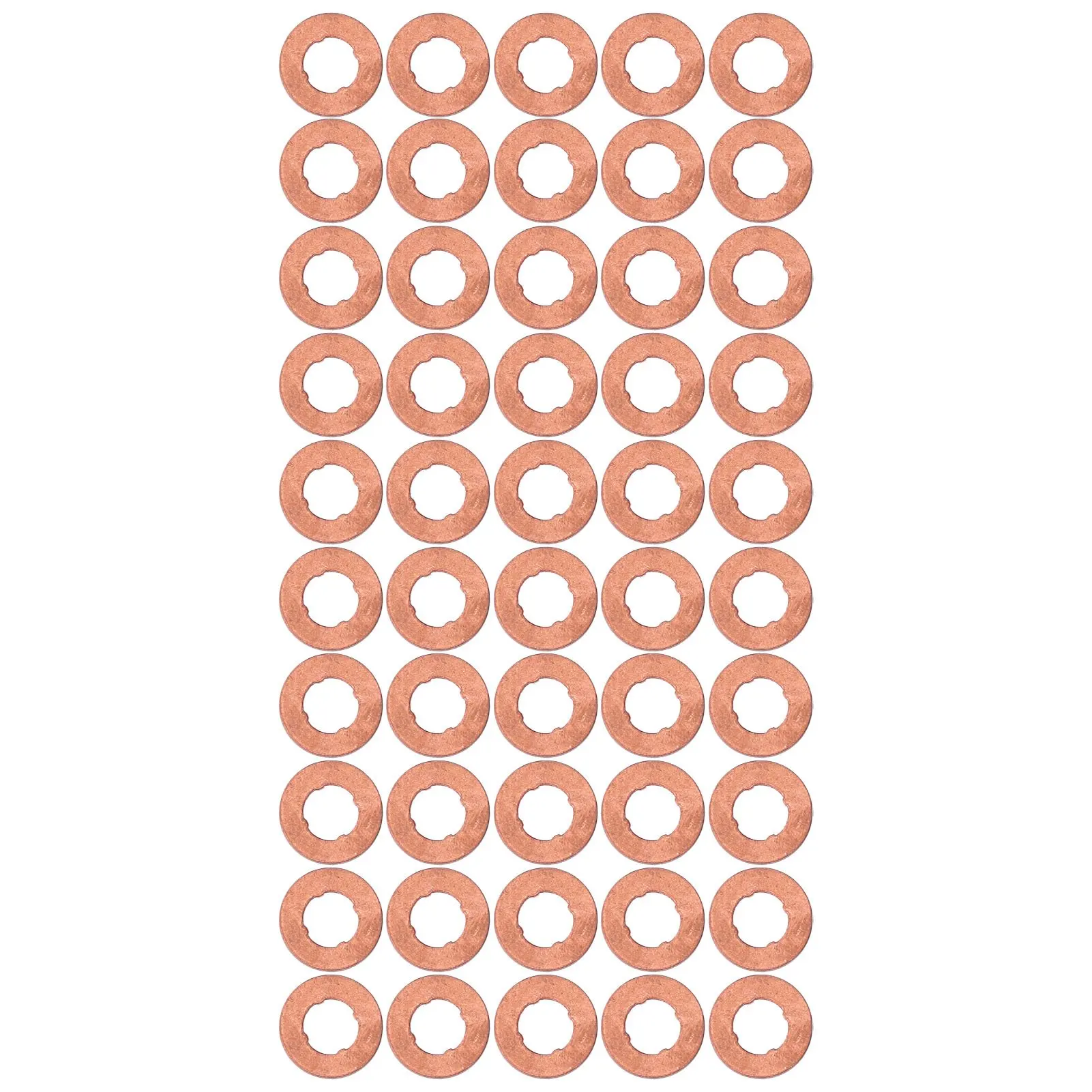 50Pcs Copper Washer Kit Flat Crush Sealing Ring Gasket Set for Boat Injector Nozzle FS060077