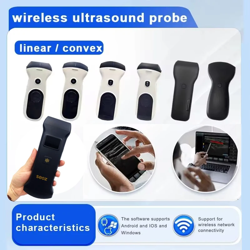 WIFI Wireless Ultrasound Probe scanner portable machine handheld Bluetooth USG support app iOS Android linear or convex Windows