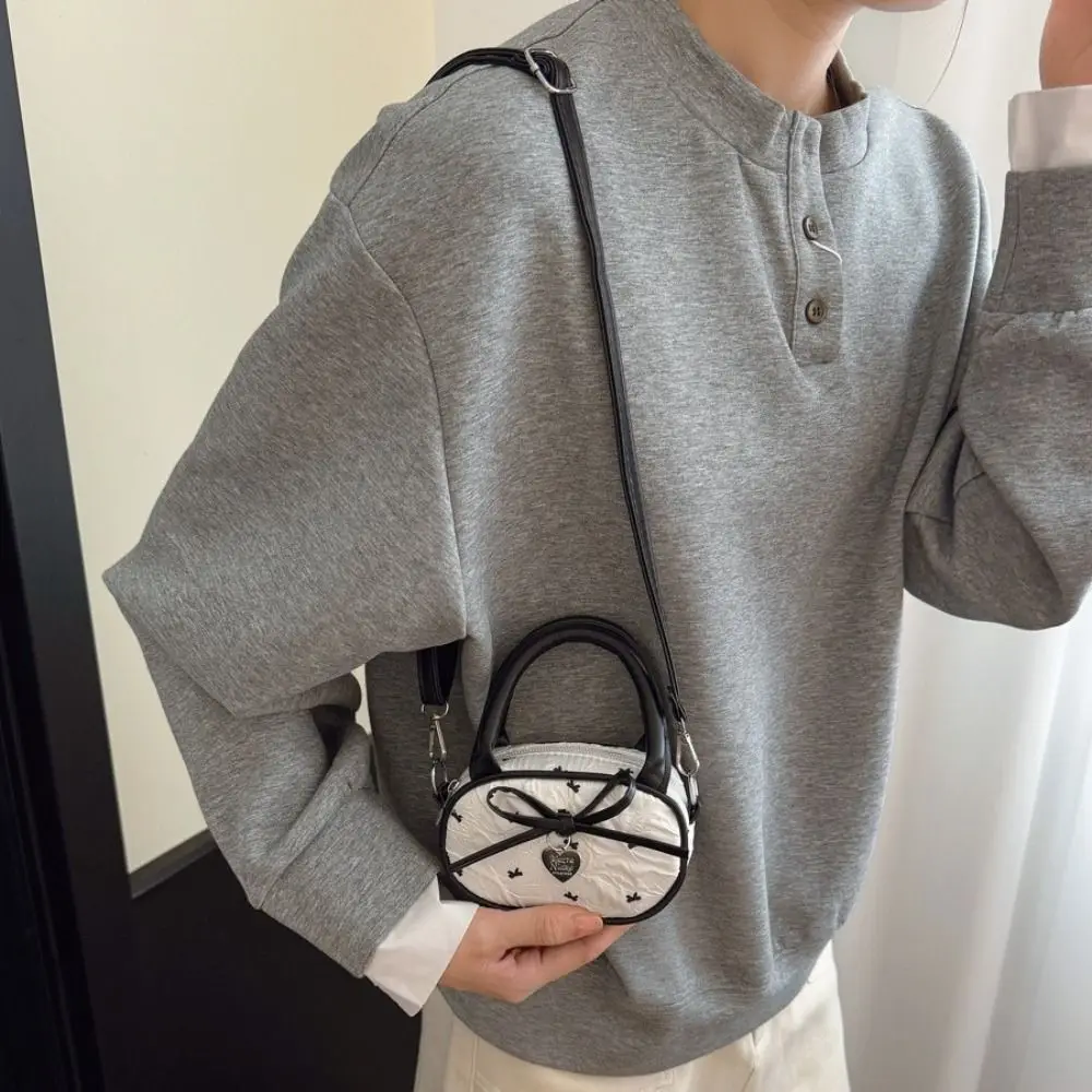 

Y2K Bow Polka Dot Crossbody Bag Love Pendant Large Capacity Mini Top-Handle Bag Shopping Bag Street Style Vintage Handbag
