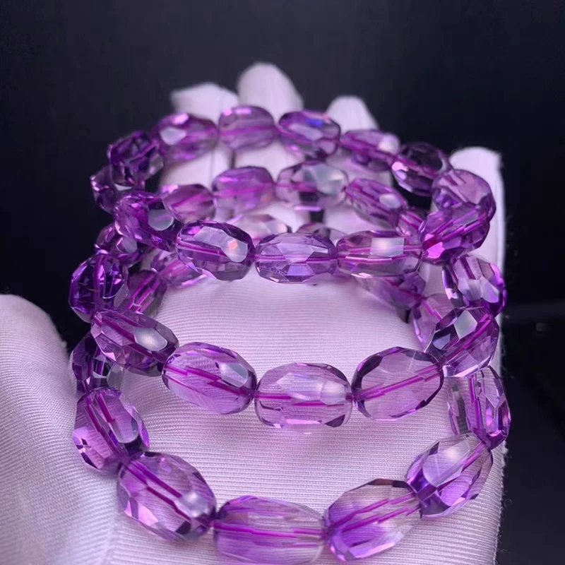 

Natural Lavender Purple Amethyst Quartz Faceted Beads Bracelet 12x9mm Crystal Amethyst Cut Beads Women Men Jewelry AAAAA