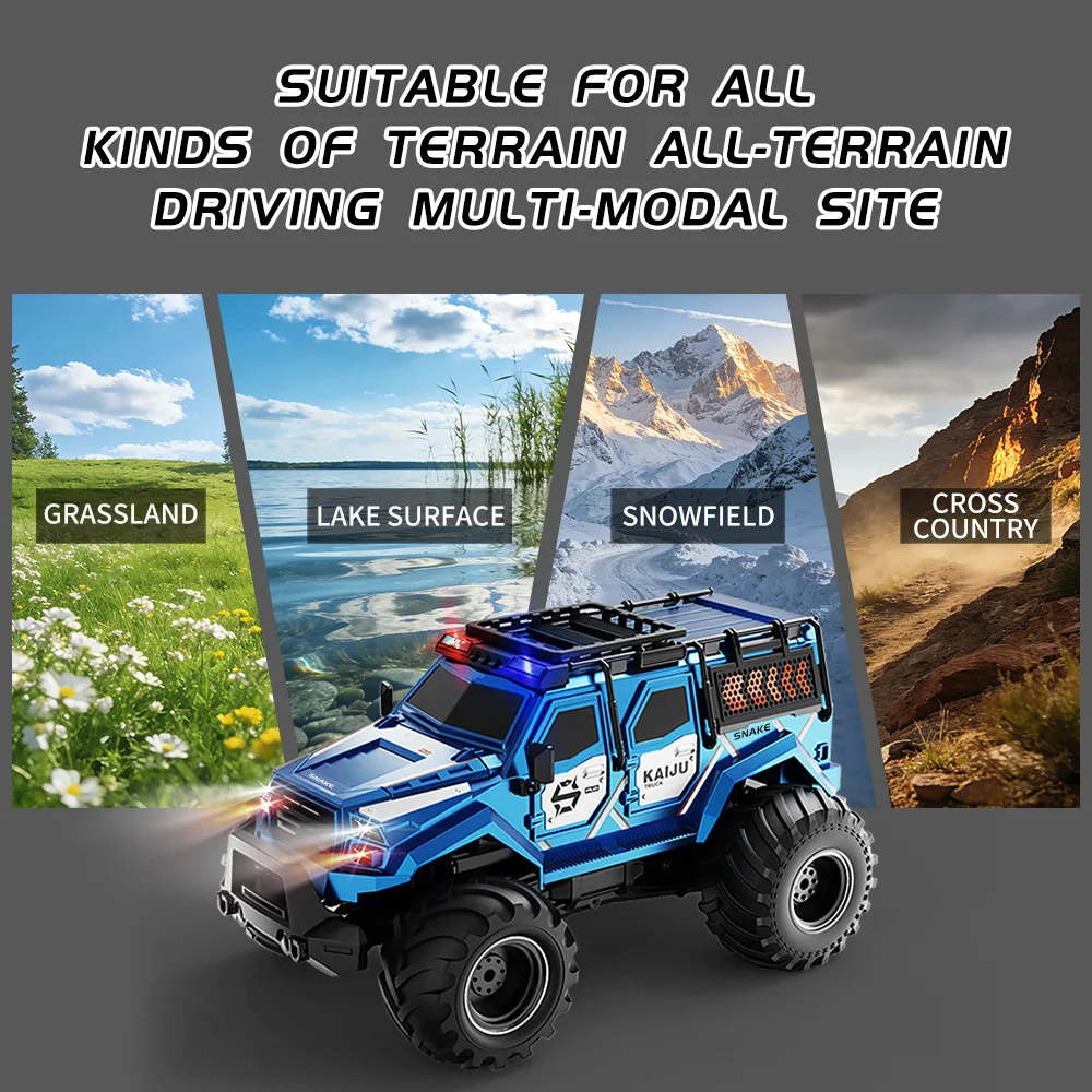 Land Water Amphibious Remote Control Toy Car Cobra Shape Transform Water Spray RC Off-road Truck For Boys Birthday Gift
