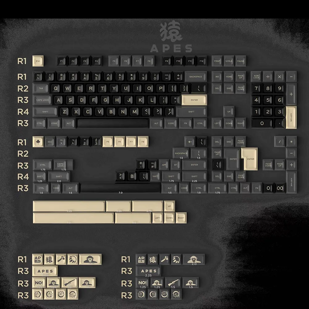 Keycaps SA Height Abs Two-color 172 Keys Large Full Set Of New Personality Color Matching Adapted To Cross Shafts