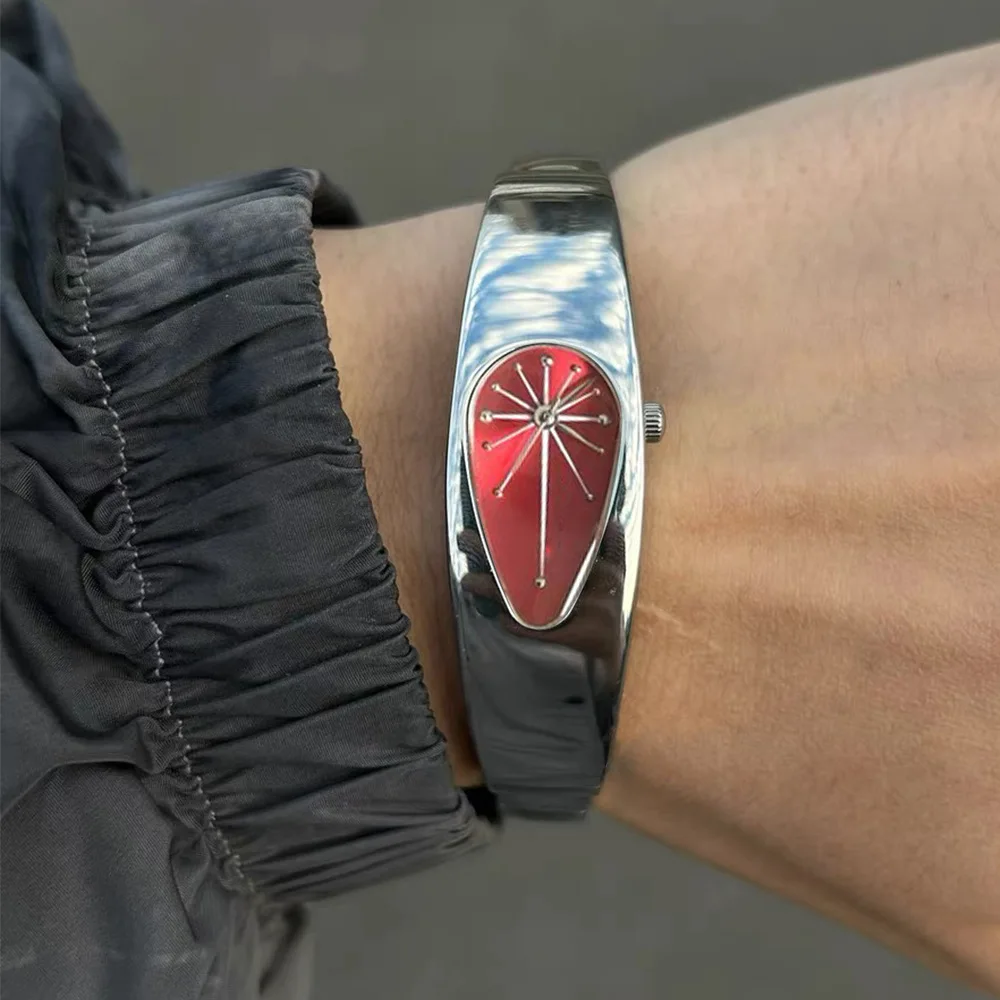 Pulseira exclusiva gota de água relógio de quartzo vintage masculino feminino y2k lâmina especial design de lâmina criativa relógio masculino de aço de alta qualidade