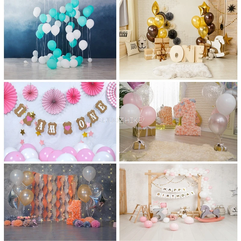 

SHUOZHIKE Birthday Photography Backdrops 1st Baby Shower Newborn Portrait Photo Background Party Studio Photocalls ET-12