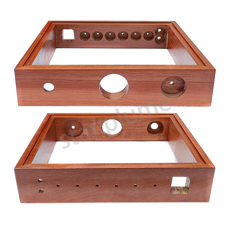 300*65*250mm Sapele Solid Wood Frame Aluminum Amplifier Case VU Meter PostAmplifier Vacuum Tube Amplifier Chassis Shell DIY Box