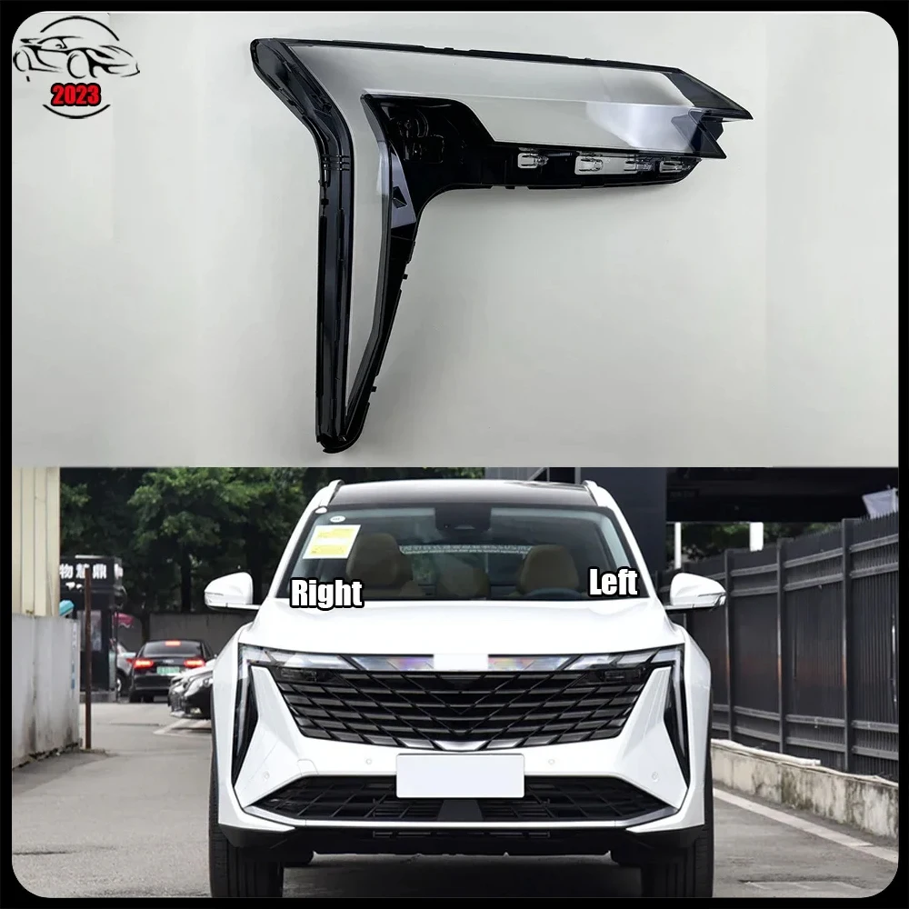 

For Geely Boyue L 2023 Headlight Shade Transparent Lampshade Lens Headlamp Cover Lamp Shell Plexiglass Black Edge