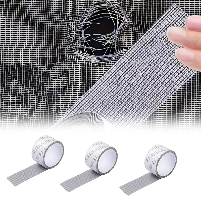 1/2/3ROLLS Window Repair Tape Mesh Tape Self-Adhesive Fiberglass Mosquito Net Mesh Patch Tape Covering Holes Tears Instantly