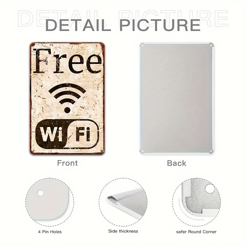 

6 шт. винтажная металлическая жестяная вывеска, настенный декор, бесплатные металлические таблички в деревенском стиле Wi-Fi с юмористическими фразами, 20,32x30,48 см, ретро-арт для мужской пещеры,