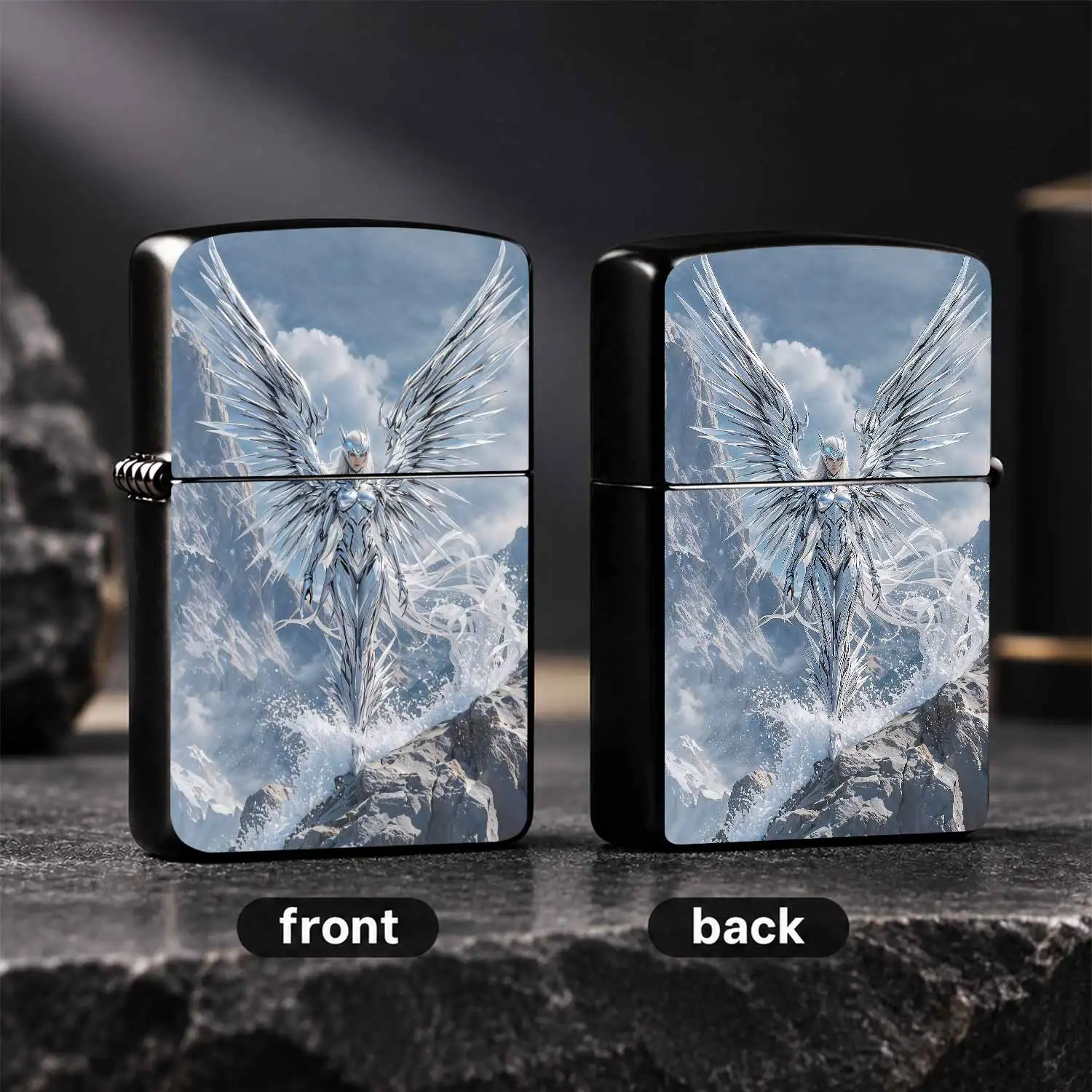 Sci-Fi Mechanical Wing Angel Themed Portable Lighter, Suitable For Daily Commute, Outdoor Hiking, Camping, Dating And All Scenarios, Trendy Creative Exquisite Gift For Friends And Hobbyists, Clear Vivid Pattern, Comfortable Grip, Ideal Deco