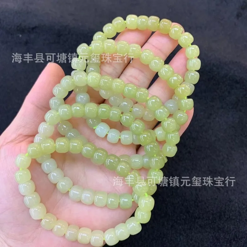 Natural Hetian Jade Gradient Vintage-Style Bead Bracelet Material, Delicate And Fashionable, Versatile