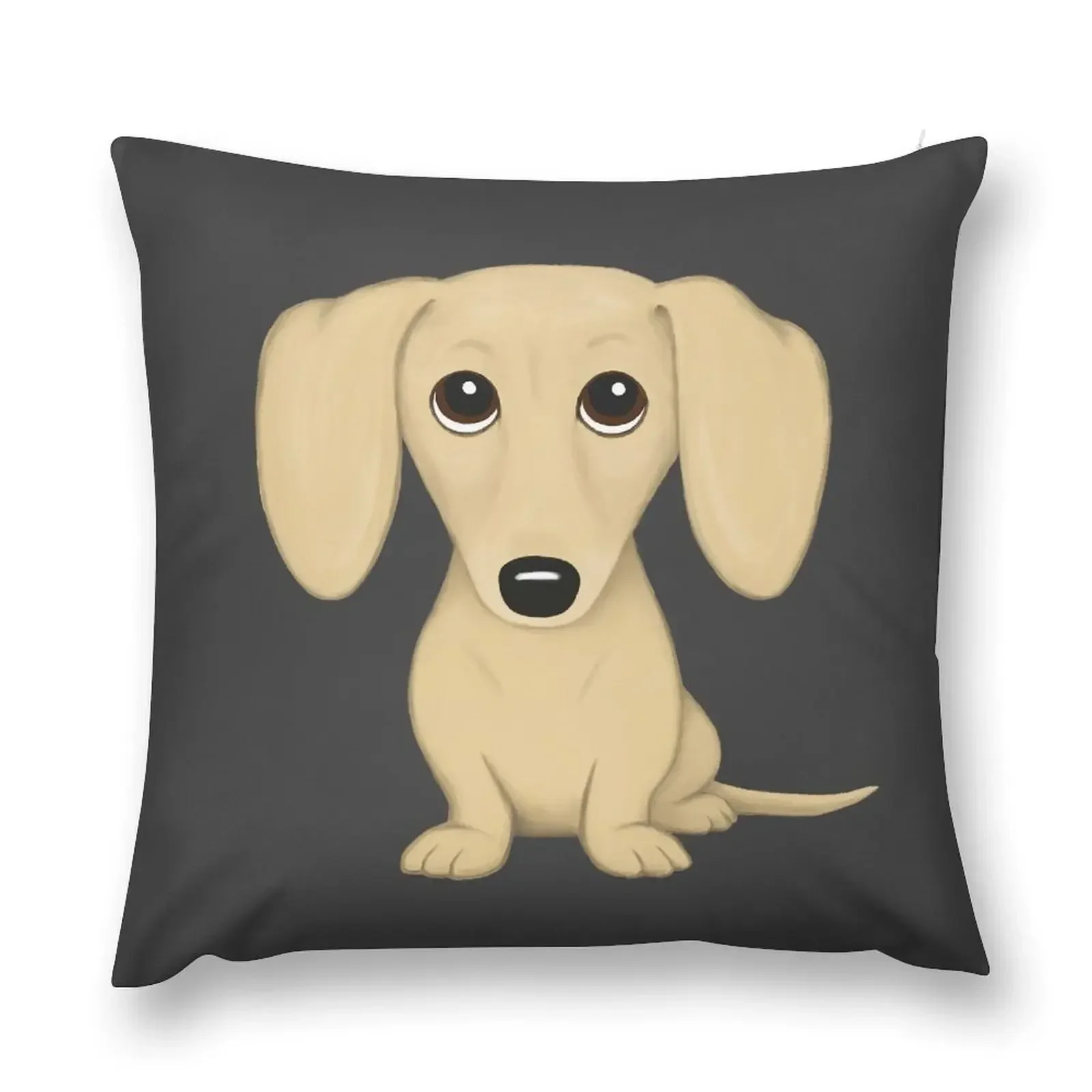 Cream Dachshund Cartoon Dog Throw Pillow Decorative Cover For Living Room Embroidered Cushion Cover pillow