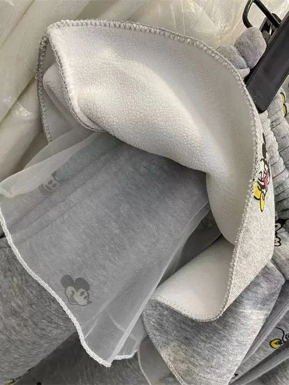 Calças Casuais Plus Size Coreanas com Estampa de Desenho Animado de Bailarina, Renda, Caimento Solto, Estilo Harlan para Mulheres Robustas, Confortáveis e com Efeito Emagrecedor