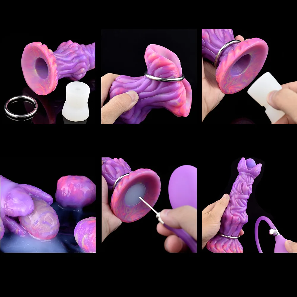 YOCY Luminous Ovipositor Toy Inflatable Silicone Anal Plug Vaginal Masturbator Fantasy Knot Dildo 7.9 inch Sex Toy For Women Men