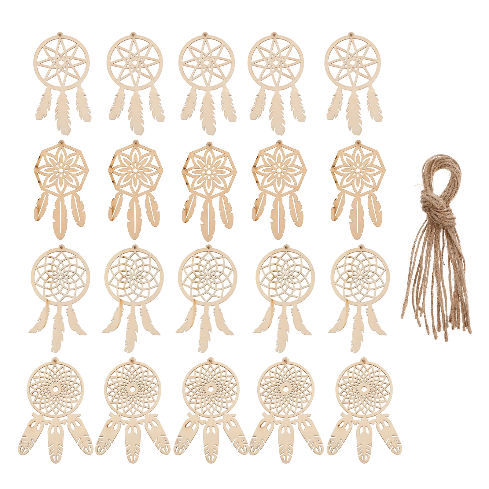 

40 Pcs Wooden Dream Catcher Pendant DIY Kits Unfinished Ornaments Sewing Tools Craft Accessories Artistic Design
