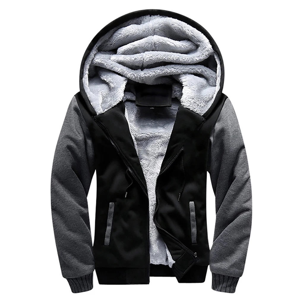 Men Coat Fleece Zipper Hooded Popular Winter Men's Casual Sports Cardigan Sweater Jacket with Plush and Thick Insulation Sweater