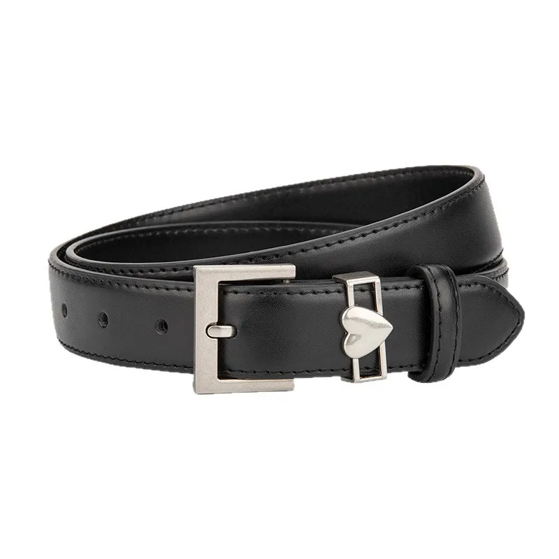 เข็มขัดหนังแท้รัดเอวสำหรับผู้หญิง รุ่น J1642 พร้อมหัวเข็มขัดรูปหัวใจ ใช้ตกแต่งชุดเดรสหรือเสื้อโค้ท