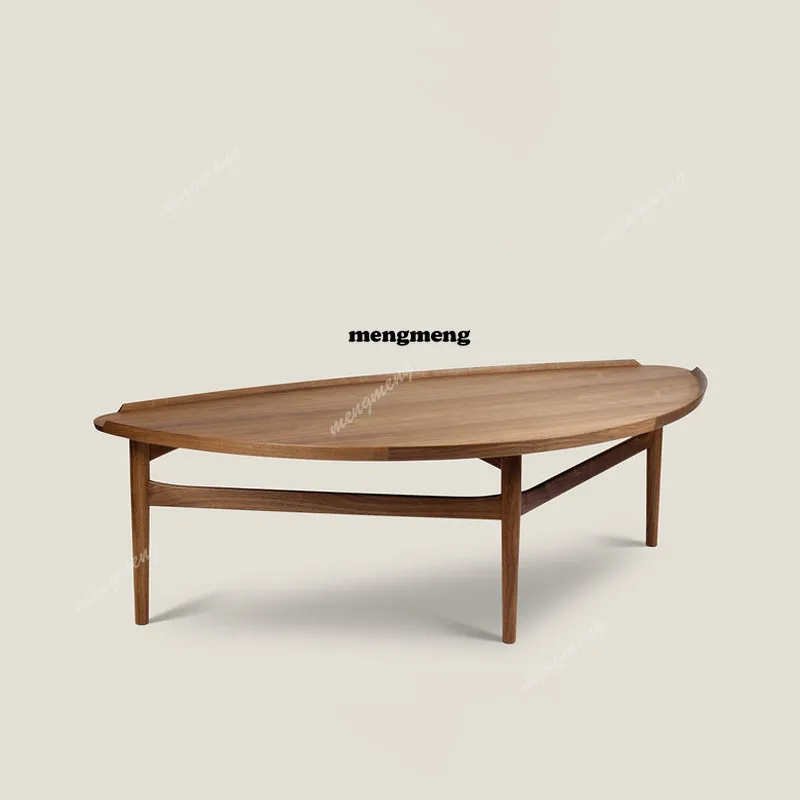 Nordic all solid wood medieval coffee table walnut high-end custom special-shaped long table