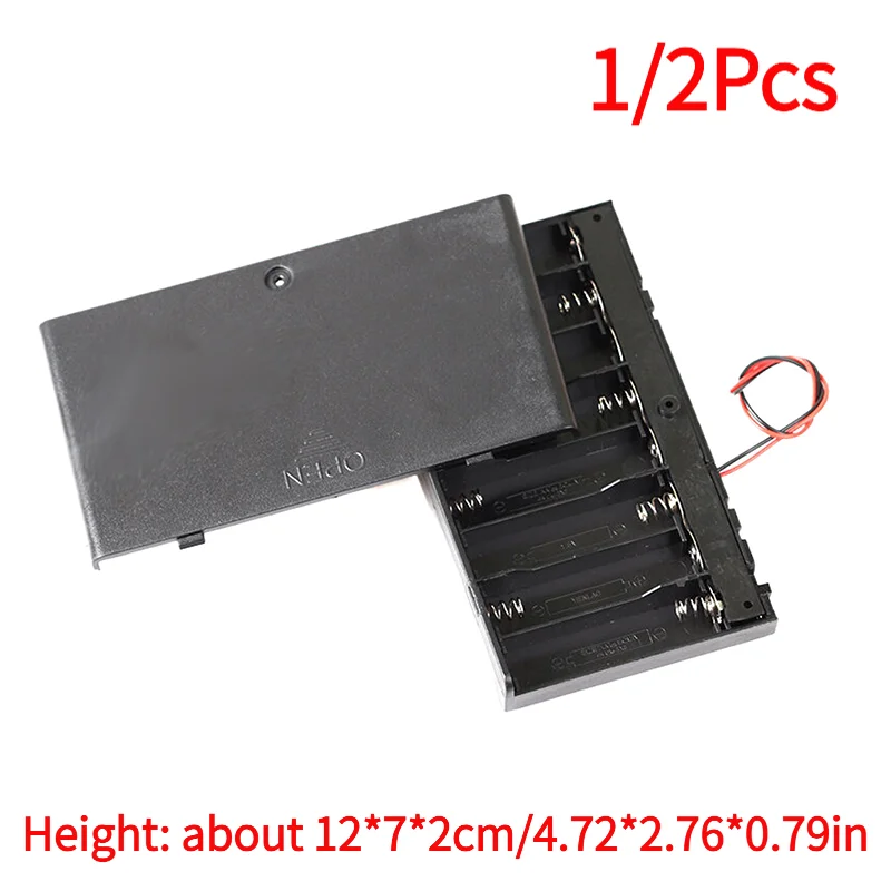 1/2Pcs 8 Slots AA Battery Holder Battery Storage Case Box With Switch & Cover Batteries Standard Container‘