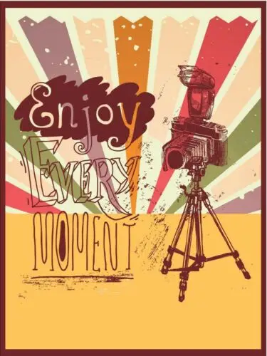 Metal plaque vintage retro style Enjoy Every Moment Camera Classic tin door sign