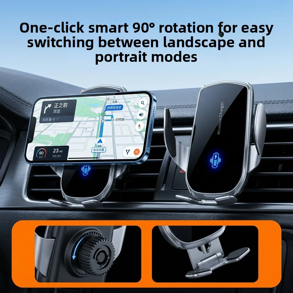 Car mobile phone holder Smart wireless charging Car special automatic induction Metal navigator support frame