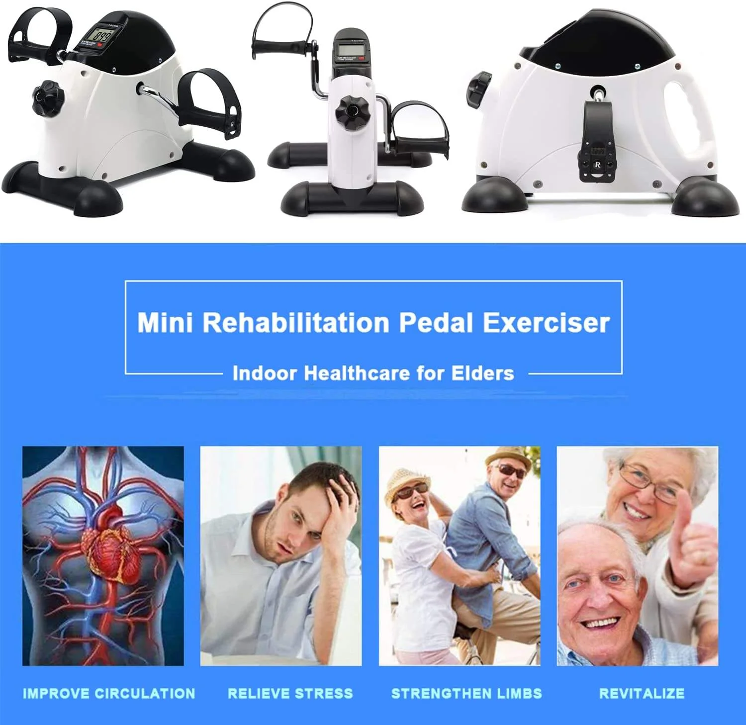Portable Mini Home Exercise Bike Trainer Under Desk Pedal Exerciser for Arms & Legs Health Recovery view 4