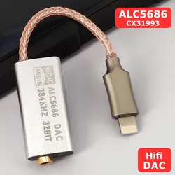 ALC5686 DAC Decoding 3.5mm HIFI Amplifier Adapter Earphone Cable Device Sound Amplifie 32bits/384KHz for IPhone Ios