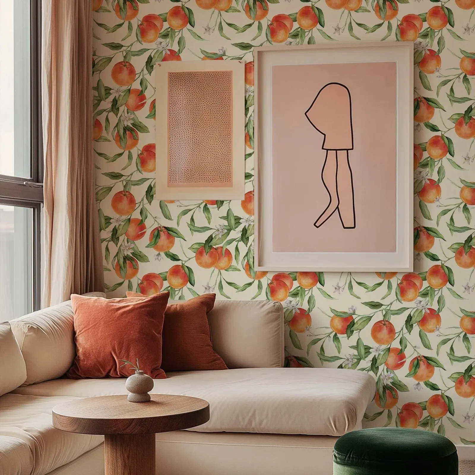 Citrus Wallpaper Peel And Stick, Fruit Botanical Wall Mural,Paste to Wall,Transform Your Home,Tradition Or Self-adhesive Papers