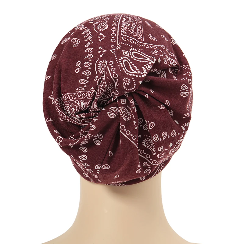 New Printed Hijab Cap Muslim Underscarf Wraps Women Turban Hat Bohemian Style Headwraps Ladies Scarf India Hat Chemo Caps