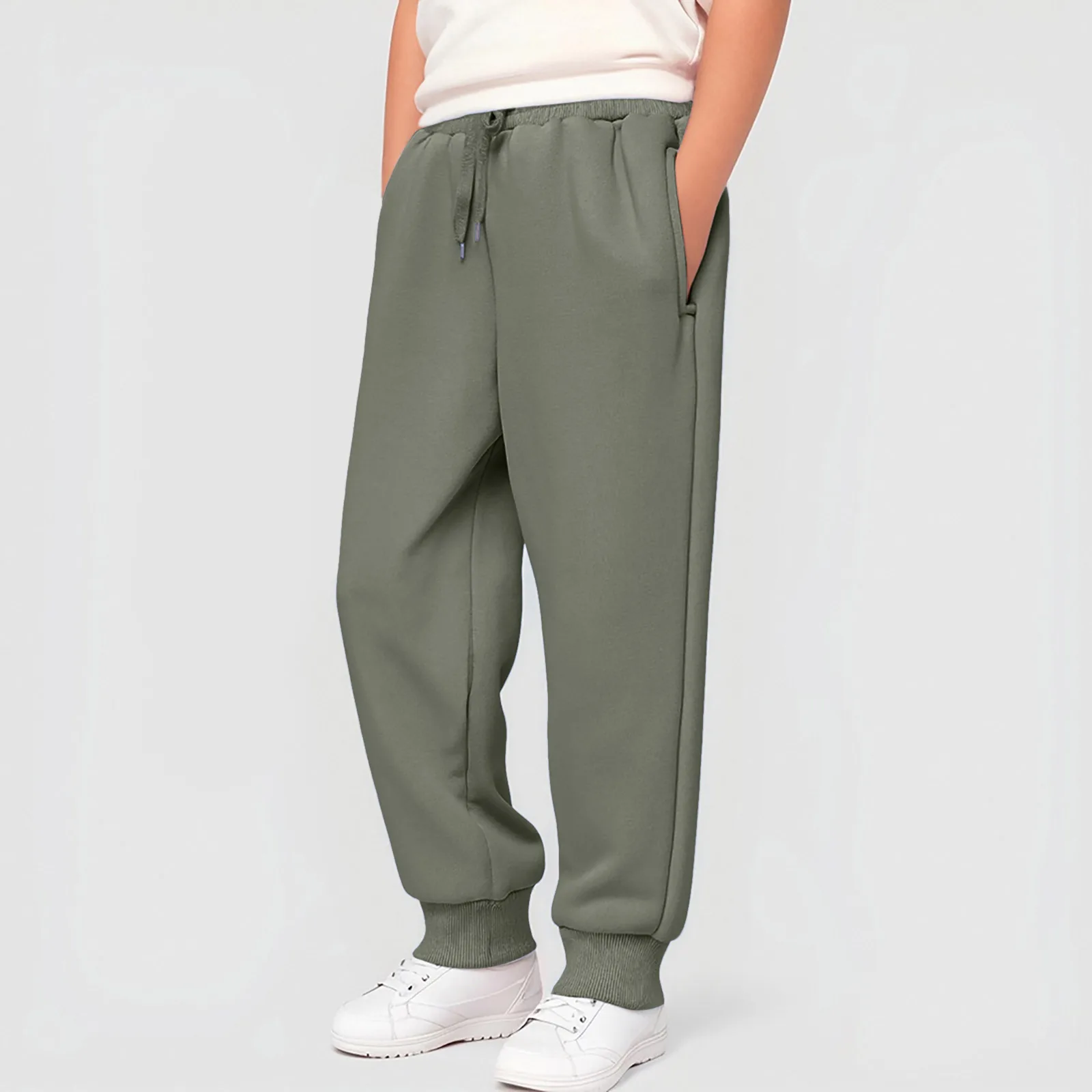 

Boys Comfortable Soft Pants Fashionable Casual Solid Color Loose Long Trousers Boy Fleece Bottom Winter Warm Sweatpants 2025