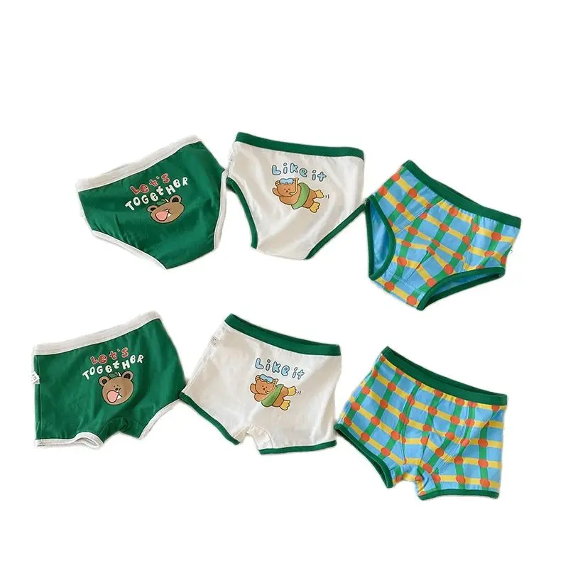 

3Pcs Per Lot 2023 spring cartoon underwear baby pure triangle cotton cute boy underwear