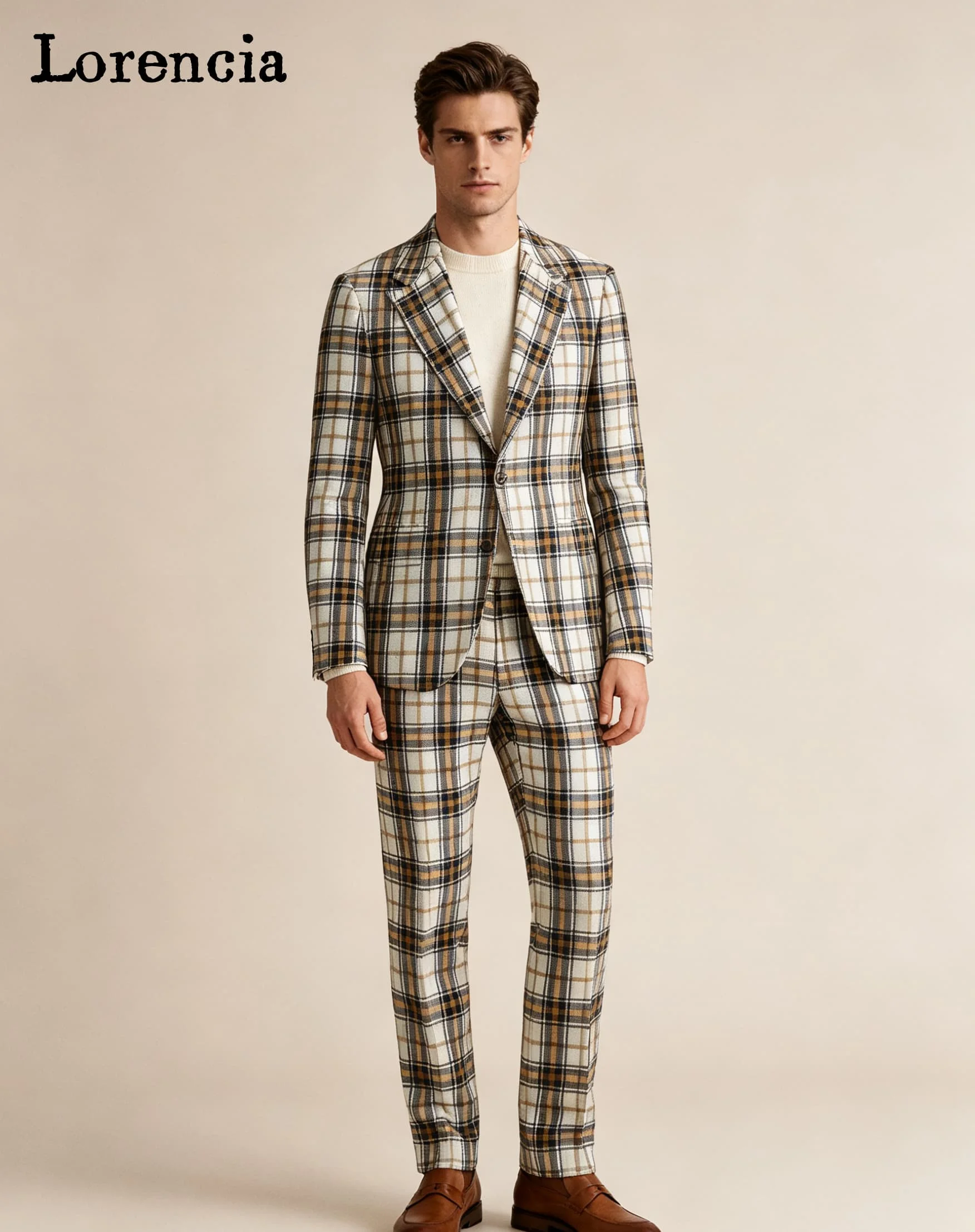 Simple Vintage Plaid Men Suits Slim Notched Fit Formal Groom Wedding Tuxedos Business Male Blazers Customized trajes para hombre