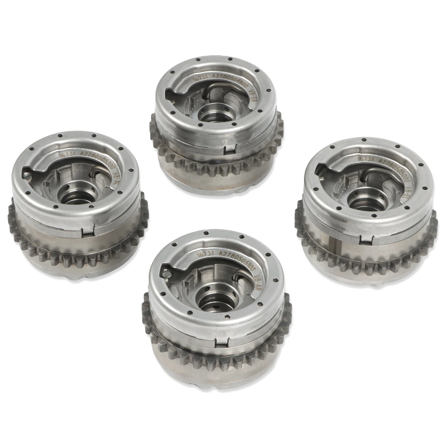 

4pcs Camshaft Adjuster VVT Sprockets 2780505200 2780504900 For 2016-2017 For Mercedes Benz CLS E G GL GLE GLS S SL 4.7L 5.5L