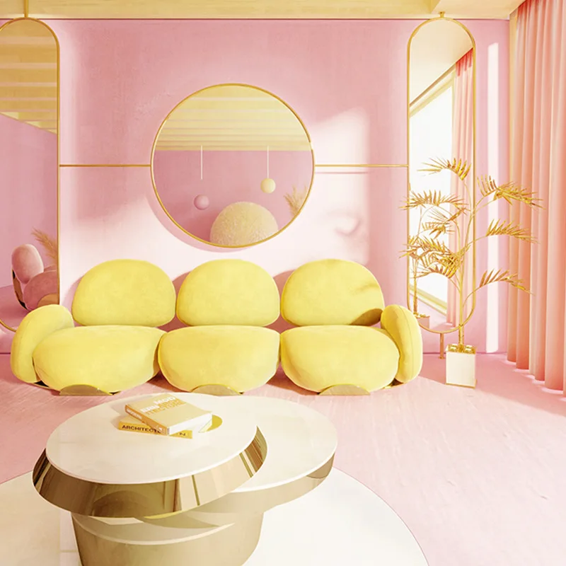 Combination flannel sofa living room lamb fleece fabric sofa light luxury high-end furniture