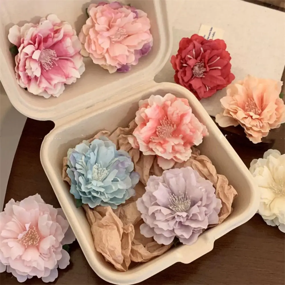 Cloth Flower Hair Clip Korean Style Peony Flower Rose Hairpin Seaside Vacation Headwear Duckbill Clip Girl Hair Clip Holiday