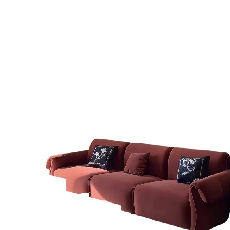 

American French retro sofa living room simple small apartment retro red octopus velvet fabric sofa