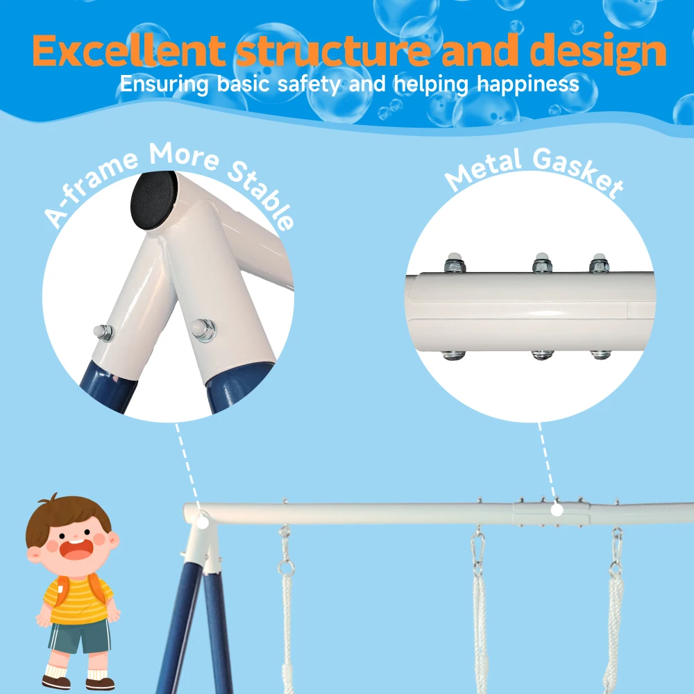 뒷마당 야외 놀이터용 금속 스윙 세트, 어린이용 야외 장비, 뒷마당용 스윙 세트, 2 가지 기능성 스윙 세트