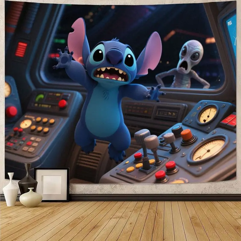Tapiz de alienígena de punto de dibujos animados, arte de pared colorido, decoración del hogar, sala de estar, dormitorio, regalo para fanáticos de la animación de Disney, 1 ud.